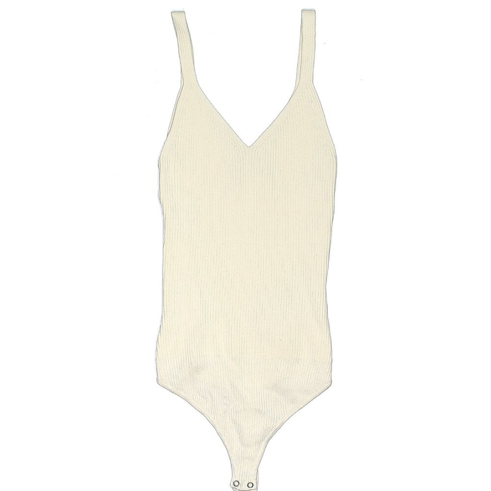 Abercrombie and Fitch Ribbed Knit Bodysuit - Ivory, XS
